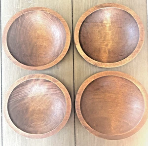 Vintage Mort N. Marton set di 4 insalatiere canadesi in legno di betulla 6,5" retrò - Foto 1 di 15