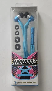 Neu LACEBUDZ Ohrhörer KABELGEBUNDEN mit FREISPRECHMIKROFON blau Stummschalttaste 3,5 mm Klinke - Bild 1 von 2