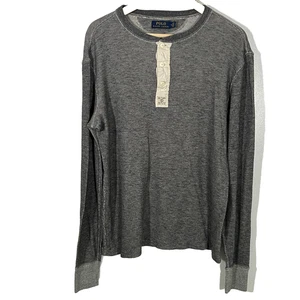Polo Ralph Lauren Thermo Henley Hemd Gr. Medium Waffelmuster Herren Grau Top - Bild 1 von 9