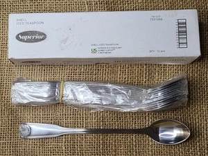NEW IN box 12 stainless steel ice tea spoons By superior brand USA shell design - Picture 1 of 12