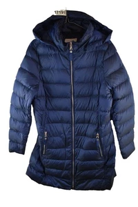 M&S PER UNA Blue Down Padded Coat size Uk 14 Womens Long Puffer Jacket Casual - Picture 1 of 9