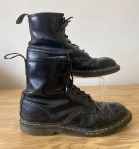 Grunge Dr Martens 8 Eyelet Black Leather Boots AW501 EU 43 UK 9 - Picture 1 of 15