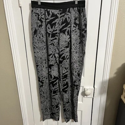 Pantalones Diane Von Furstenberg DVF Seda Negro Blanco Estampado Medianos W2 Foto 1 de 4