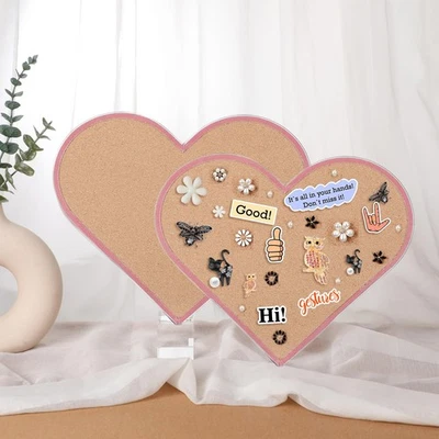 2 Pcs Pink Heart Pin Cork Board 10.6 x 13 Inches Framed Bulletin Board for Of... - Image 1 of 4
