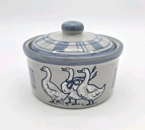 Vintage Louisville Steinzeug Gaggle von Gänsen Topf Deckelschale Farm Cottage 5" - Bild 1 von 6