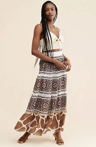 NEW Cecilia Prado Tiered Geometric Maxi Skirt Size G/L - Picture 1 of 7