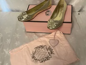 NIB Juicy Couture vintage Y2K Gold ADORE Metallic Butterfly Leather Shoes 6 - Picture 1 of 10