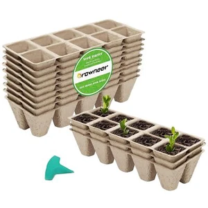 144 Cells Peat Pots Seed Starter Trays 12 Packs Biodegradable - Picture 1 of 6