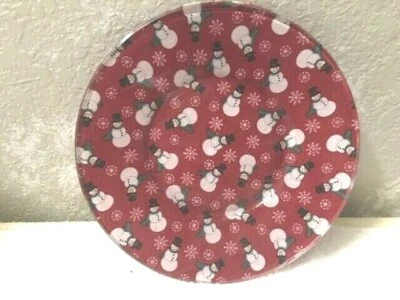 Juego de 4 Platos de Cristal Muñeco de Nieve/Copo de Nieve, 8" Redondos, Envío Gratis Foto 1 de 4