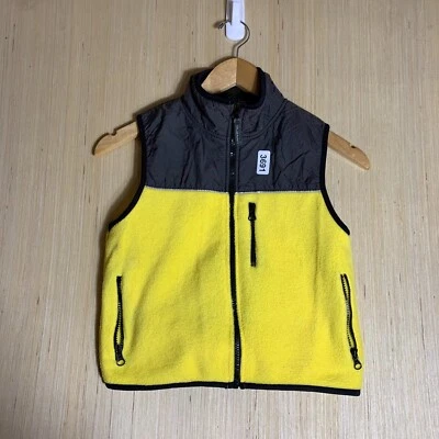 VTG Old Navy Vest Youth 4/5 Yellow Black Sleeveless Zip Up Boy's - Image 1 of 4