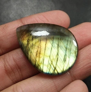 63.35 Ct Natural Pear Cabochon Multi Flash Labradorite Gemstone Loose 37x27 MM - Bild 1 von 3