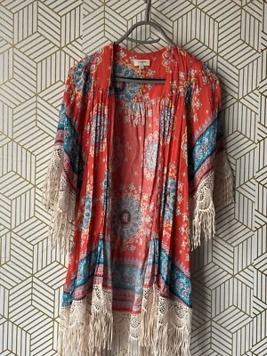 Umgee Womens Floral Kimomo Cardigan Sz S/M | Feminine Colorful Flowy Lightweight - Image 1 of 4