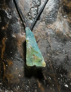 Peruvian Blue Opal rough Pendant • Beautiful Sky Blue Rough Opal pendant - Picture 1 of 10
