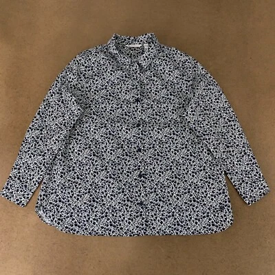 Isaac Mizrahi Live! Camisa para mujer talla 12 azul marino floral The Everything abotonada Foto 1 de 4