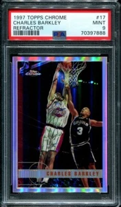 PSA 9 MINT 1997 TOPPS CHROME CHARLES BARKLEY #17 ROCKETS REFRACTOR 97888 B213 - Picture 1 of 1