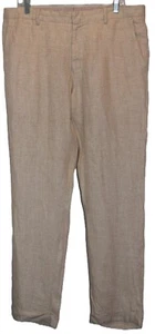 Baird McNutt Linen Pants Mens Size 36Wx32L Beige Murano Alex Slim Fit Cuffed EUC - Picture 1 of 4