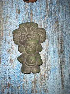 Painted Terracotta POTTERY MAYAN AZTEC GOD FIGURINE 4.5” - Picture 1 of 4