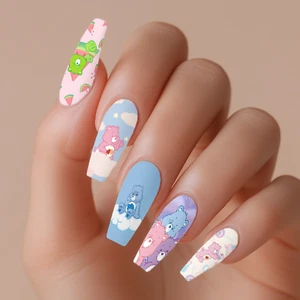 Pastel Care Bears Nail Decals Water Transfer Nail Wraps - Picture 1 of 23