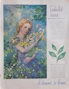 De Beers, Herbert Sasler "Júpiter" Vintage 1956 Diamante Moda Anuncio - Imagen 1 de 1