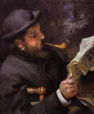 Oil painting smoker & newspaper art Claude-Monet-Reading-Pierre-Auguste-Renoir
