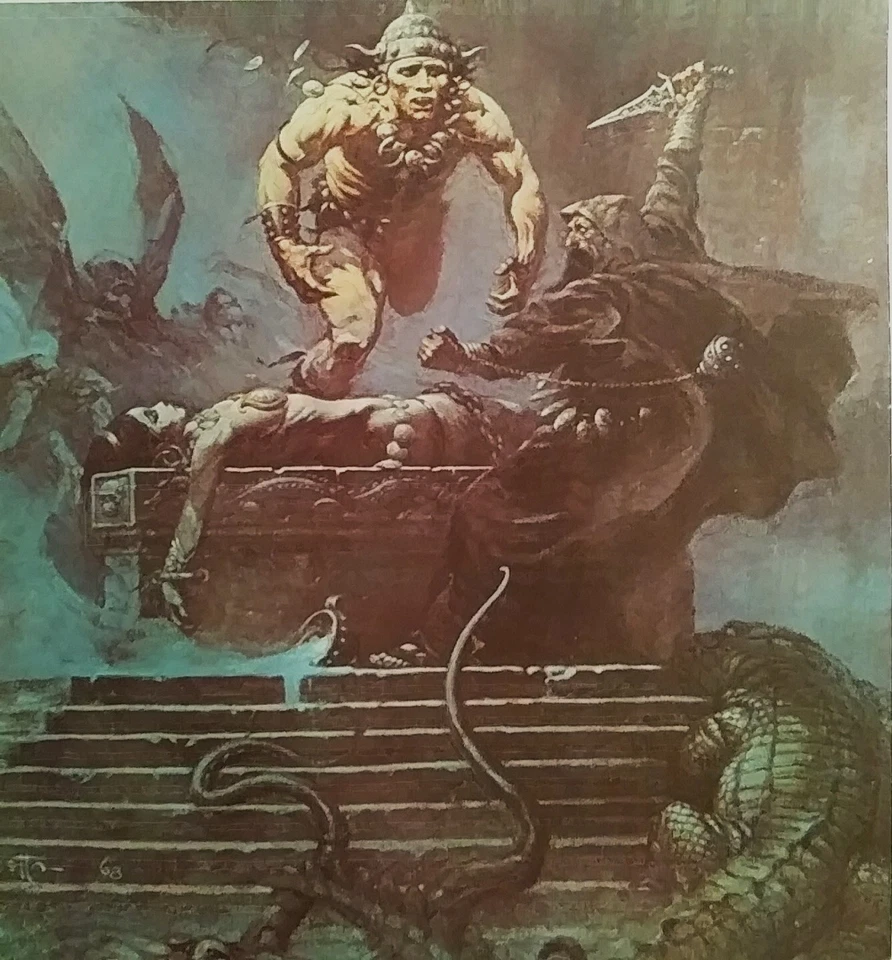 FRAZETTA, SACRIFICIO, 1ª VERSIÓN LIMITADA. PRODUCCIÓN VINTAGE 4pt. IMPRESIÓN, 18x23, COMO NUEVO Foto 1 de 3