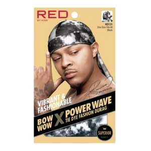 RED BY KISS BOW WOW X POWER WAVE TIE DYE MODA DURAG #HD131 NEGRO - Imagen 1 de 4