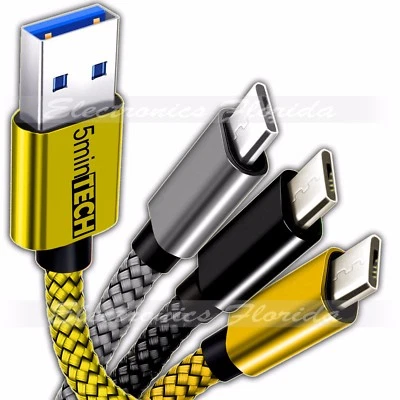 3-PACK Micro USB Nylon Braided USB Data Sync Charger Charging Cable Cord - Image 1 of 2