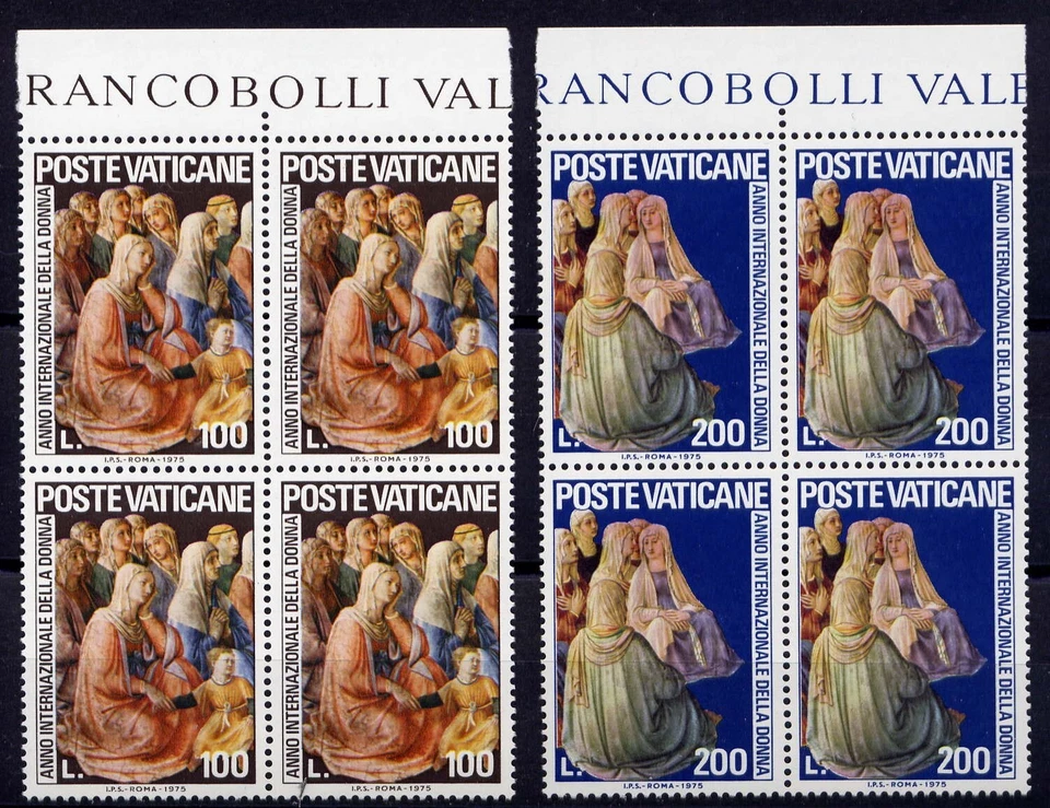 Pintura VATICANO Sc#588-9 negra 4 1975 - Mujeres rezando por Fra Angelico MNH Foto 1 de 1