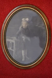 Bilderrahmen, Rahmen oval, Holz, goldfarben,besch. - Bild 1 von 3