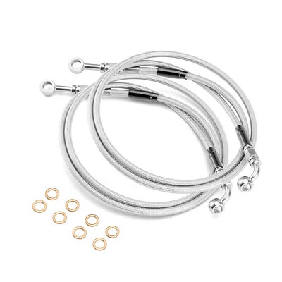 Chrome 64.5" Stock ABS Lower Brake Line Kit Front For Harley Street Glide 14+ - Image 1 of 4