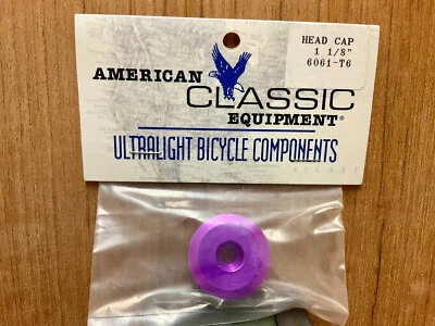 Vintage NOS AMERICAN CLASSIC Head top Cap Alu CNC oldschool MTB purple 1 1/8"