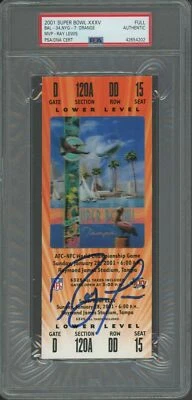 Ray Lewis Signed 2001 Super Bowl XXXV Full Ticket Orange MVP PSA/DNA rc Ravens - Image 1 of 2