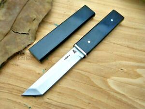 Japanese Handmade Knife Traditional Steel Fixed Blade Tanto Wood Handle Scabbard