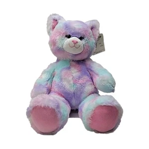 Neu mit Etikett Build A Bear Plüsch Pastell Wirbel Tiedye Katze rosa lila 16 Zoll duftend - Bild 1 von 8