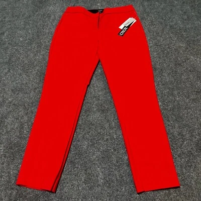 NEW XOXO Pants Womens 5/6 Red Flat Front Mid Rise Slash Pockets Hook Loop - Image 1 of 4