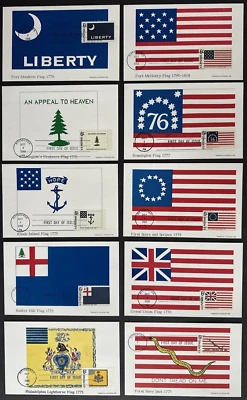 US 1968 Set of 10 Flag Series FDC Postcards Sc#1345-1354 - Image 1 of 2