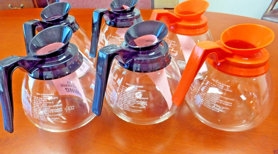 Para BUNN~ Lote de 6 ~12 tazas cafeteras/decantadoras comerciales - 4 negras y 2 naranjas Foto 1 de 4