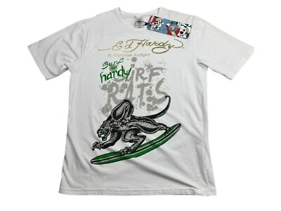 Ed Hardy мужской средний короткий рукав футболка графический футболка блестки повседневный новый ярлыки - Изображение 1 из 4