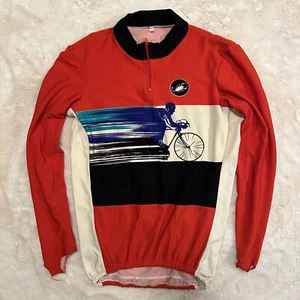 Vintage orange blue and white Scorpion Long sleeve biking jersey made in Italy - Picture 1 of 9