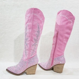 Botas de Vaquera Occidental Murrey Bubble Goma Rosa con Estrás Glamour - Imagen 1 de 10