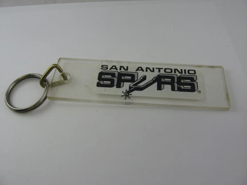 Vintage San Antonio Spurs Keychain NBA 1977-1989 Logo Clear Plastic Long Cover