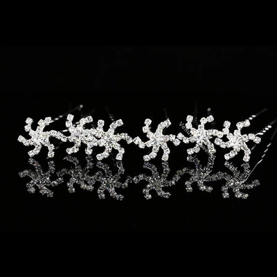 6 Piezas Copo de Nieve Novia Boda Baile de graduación Fiesta Cristal Estrás Pasadores para el Cabello H103 Foto 1 de 4
