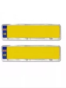 2X Chrome Car Number Plate Holders Surrounds Frames Brand Raised Mounting - Picture 1 of 1