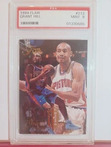 1994 GRANT HILL FLAIR #213 PSA9 DETROIT PISTONS BASKETBALL CARD #5002 - Picture 1 of 2