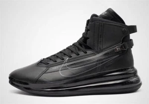 NIKE AIR MAX 720 SATURN RARE TRAINERS, UK9, TRIPLE BLACK, AO2110 001 - Picture 1 of 5