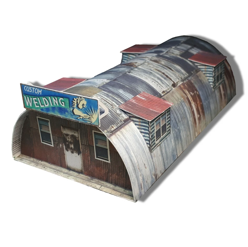 HO Scale Building - Quonset Hut Shed  *Pre-Cut* CARDSTOCK  Paper Kit #QHR3H - Image 1 of 4