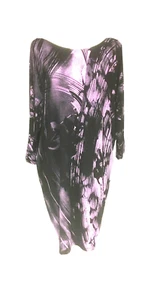 MUSE 12 Draped Back Tunic Dress Black Purple Abstract Print Art to Wear - Picture 1 of 6