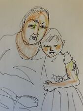 Ink Portrait Study original Dorothy With Great Aunt