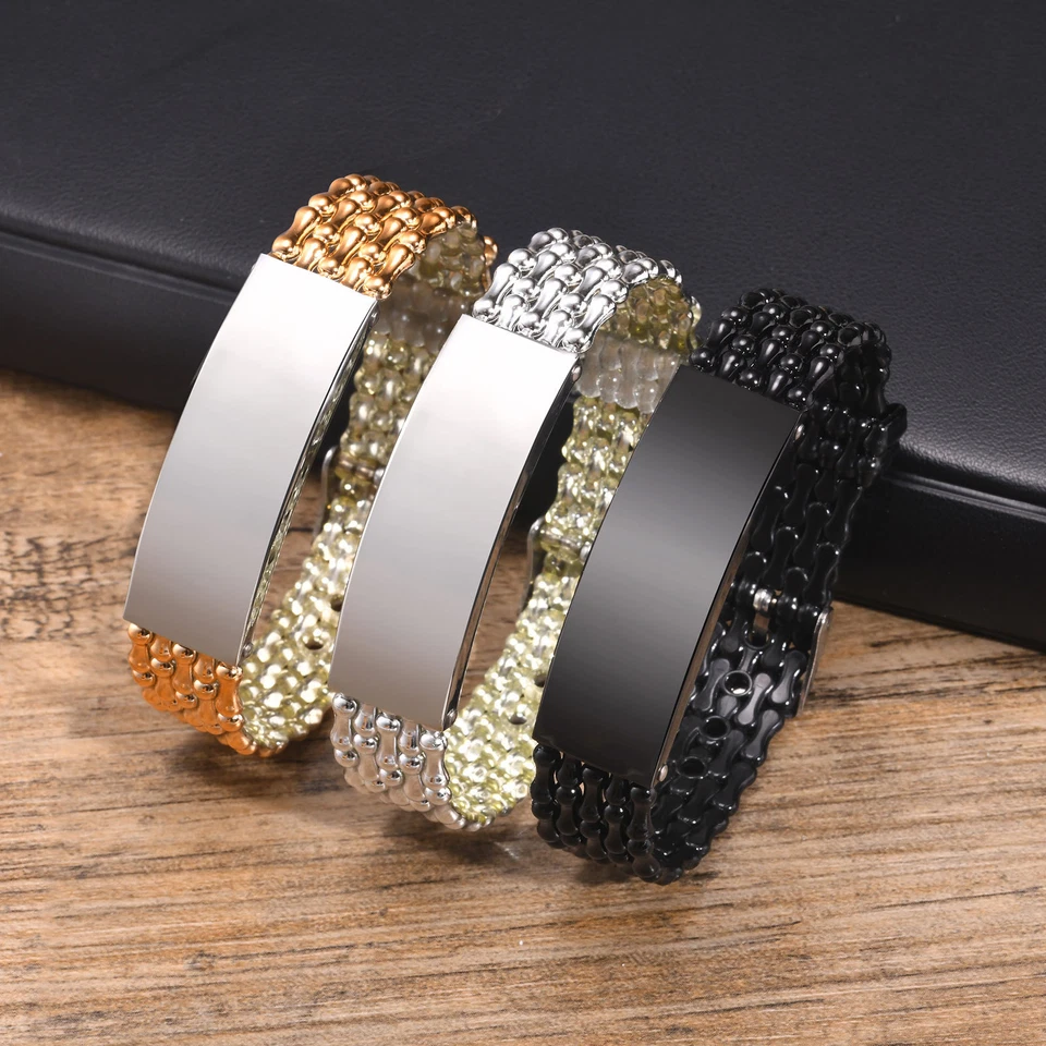 15.8mm Stainless Steel + Plastic Bangle Bracelet Mens Women's Wristband 16-20cm - Image 1 of 4