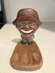 EXTREMELY RARE Anri Italy Hand Carved Wooden Pipe Holder Man Pipe Rest Bar Set - Picture 1 of 6